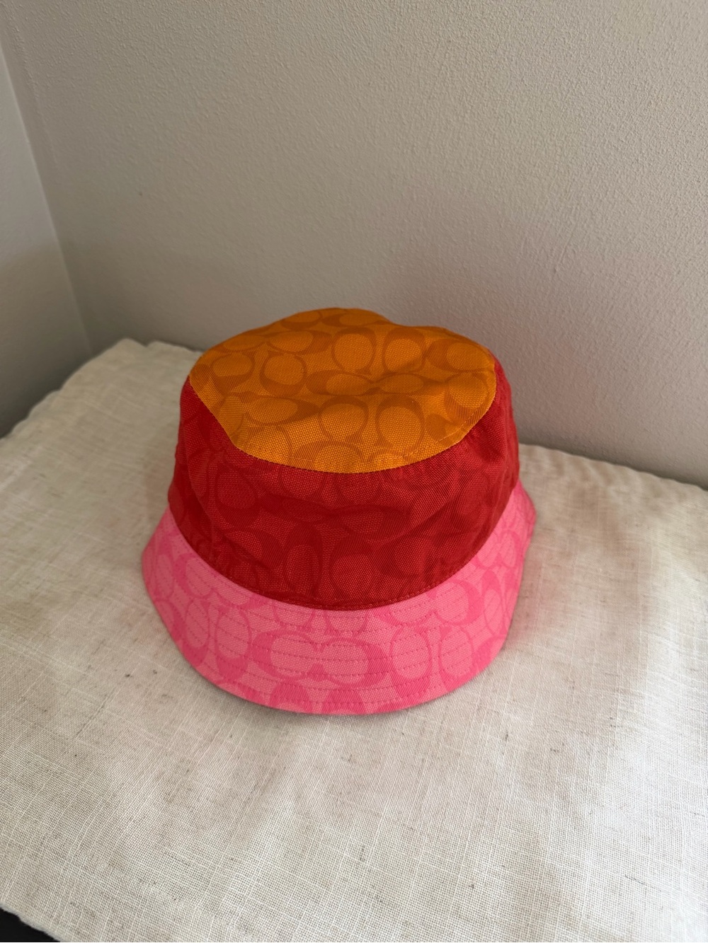 Coach Colorblock Bucket Hat in Red, Pink & Orange - Picture 3 of 5